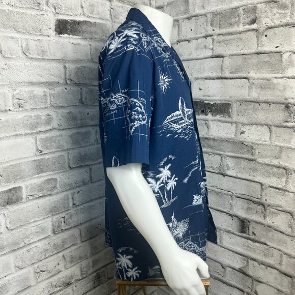 Vintage Royal Creations Hawaiian Islands Map Print Casual Shirt - Picture 3 of 8